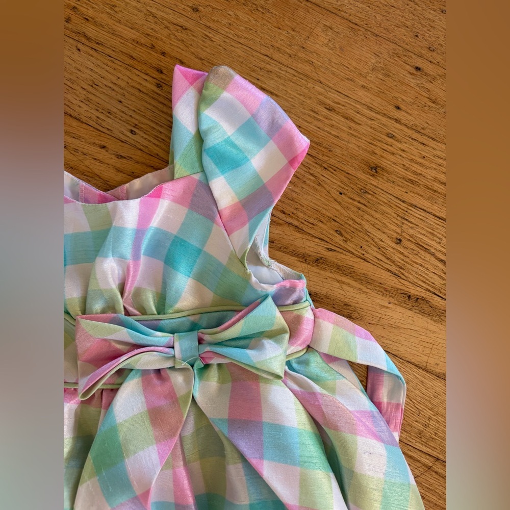 Joana Michelle pink plaid taffeta Easter dress - Picture 2 of 6